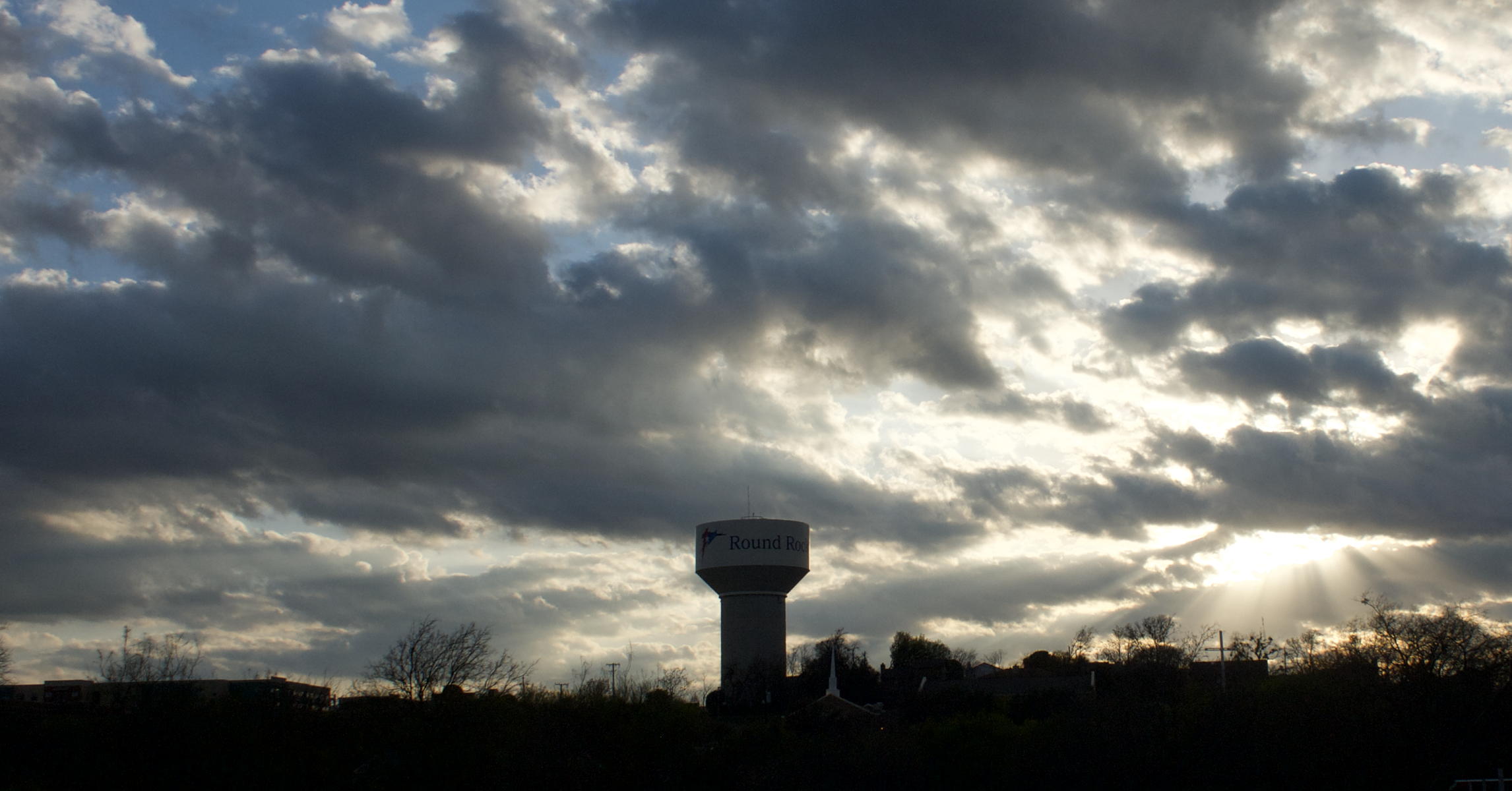 Round Rock Water Tower: One of Round Rock Texas’s water towers.; water; Round Rock; sunset