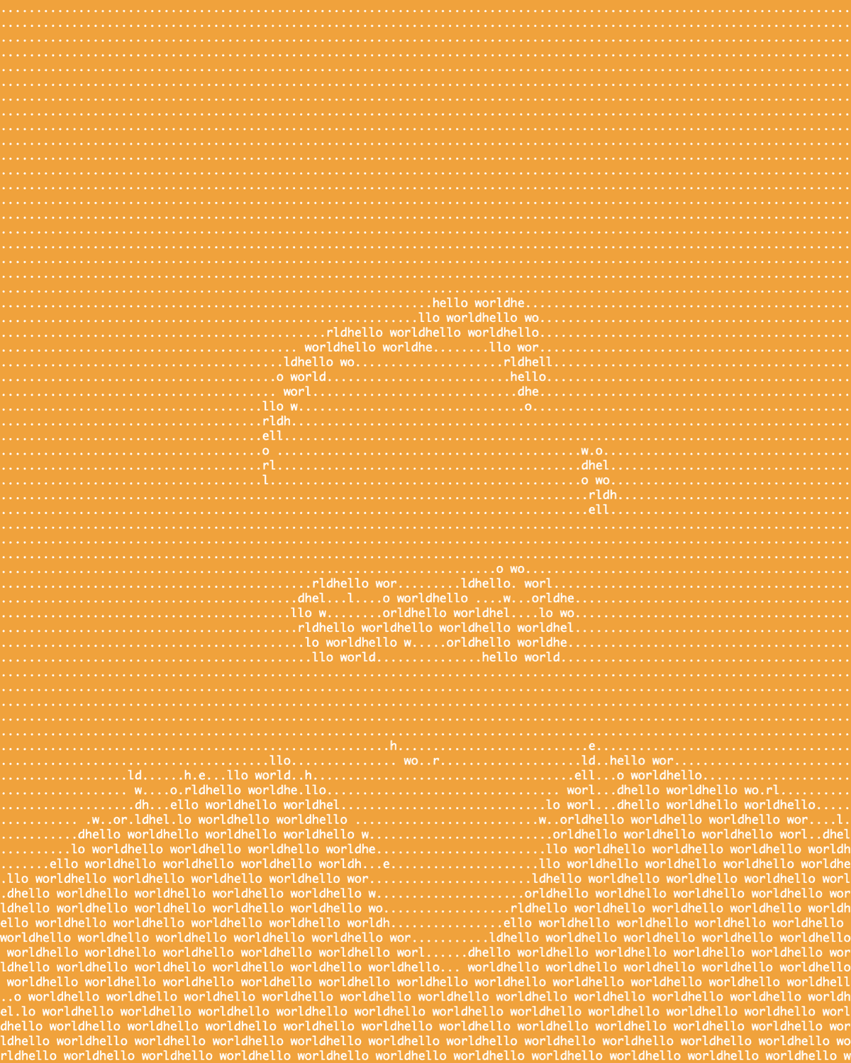 Hello World: ASCII art of a head and “hello world”.; Jerry Stratton; ascii art
