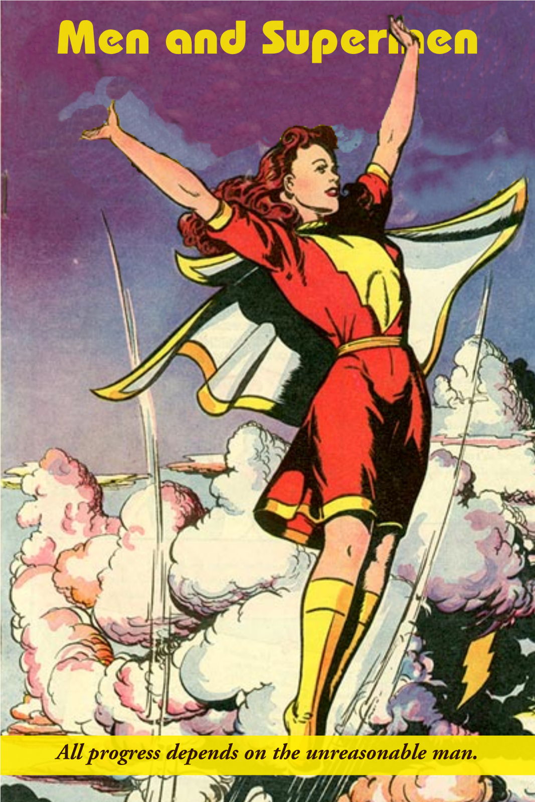 Men & Supermen Mary Marvel cover: The cover for the new edition of Men & Supermen.; Men & Supermen; Bernard Shaw; Marvel Family; Captain Marvel, Mary Marvel