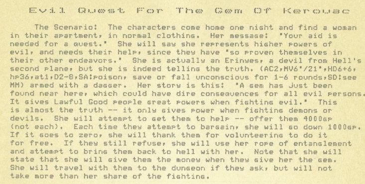 Evil Quest for the Gem of Kerouac: The background to the Evil Quest adventure.; Dungeons & Dragons; Dungeons and Dragons; old-school