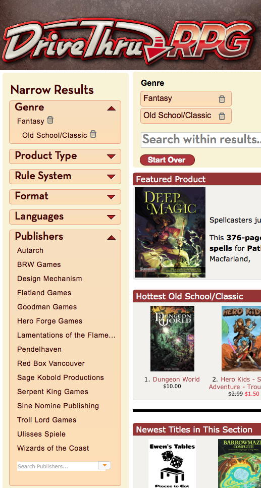 Old School publishers on DriveThruRPG: Old School publishers selling through DriveThruRPG as of December 10, 2014.; old school renaissance; OneBookShelf; DriveThruRPG