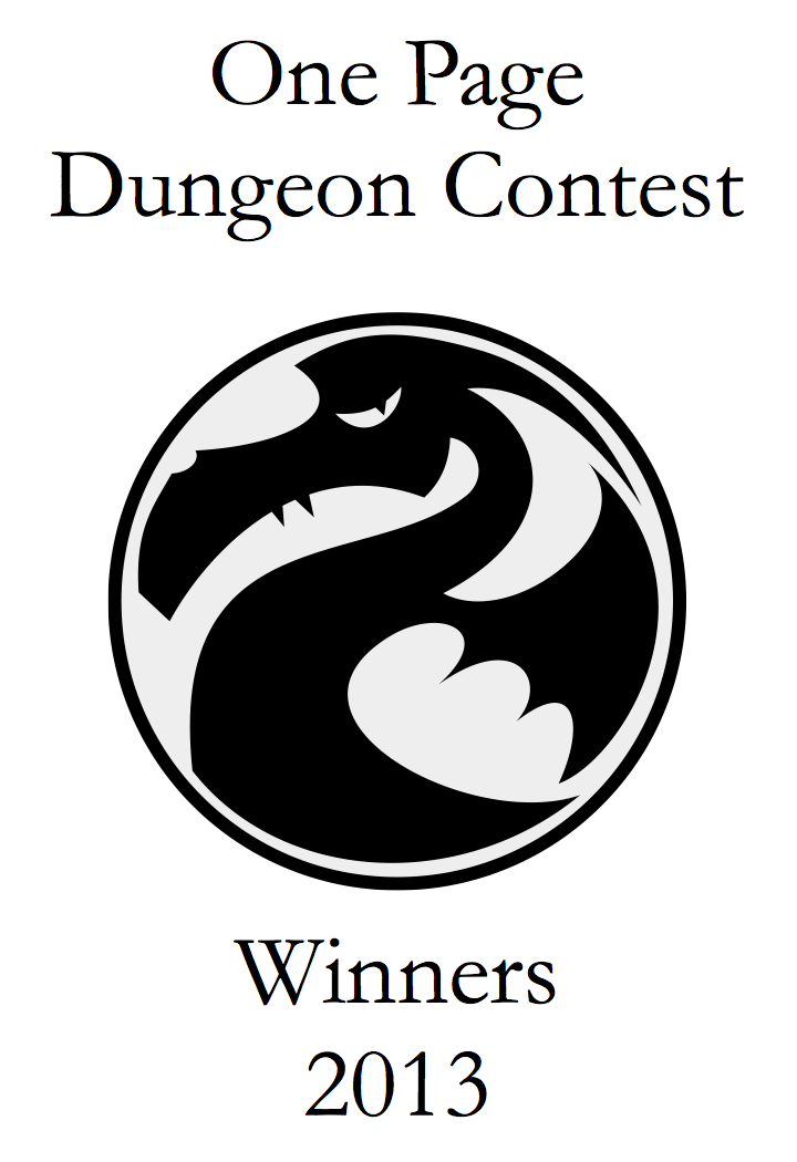 One Page Dungeon Contest: Cover for the 2013 One Page Dungeon Contest winners.; adventures