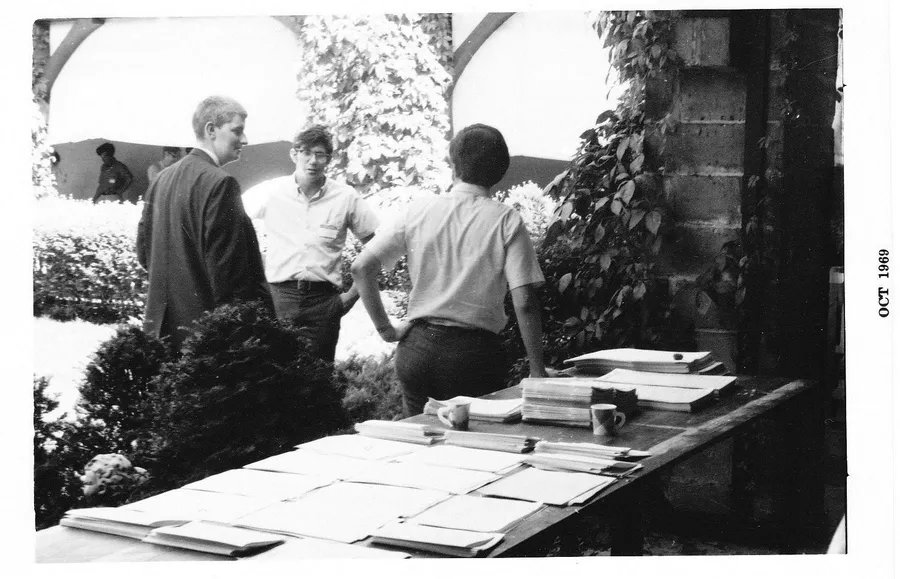 GenCon 1969 Registration Desk: “GenCon 1969 registration and information desk.” (Alistair William on the left.); gaming history; GenCon