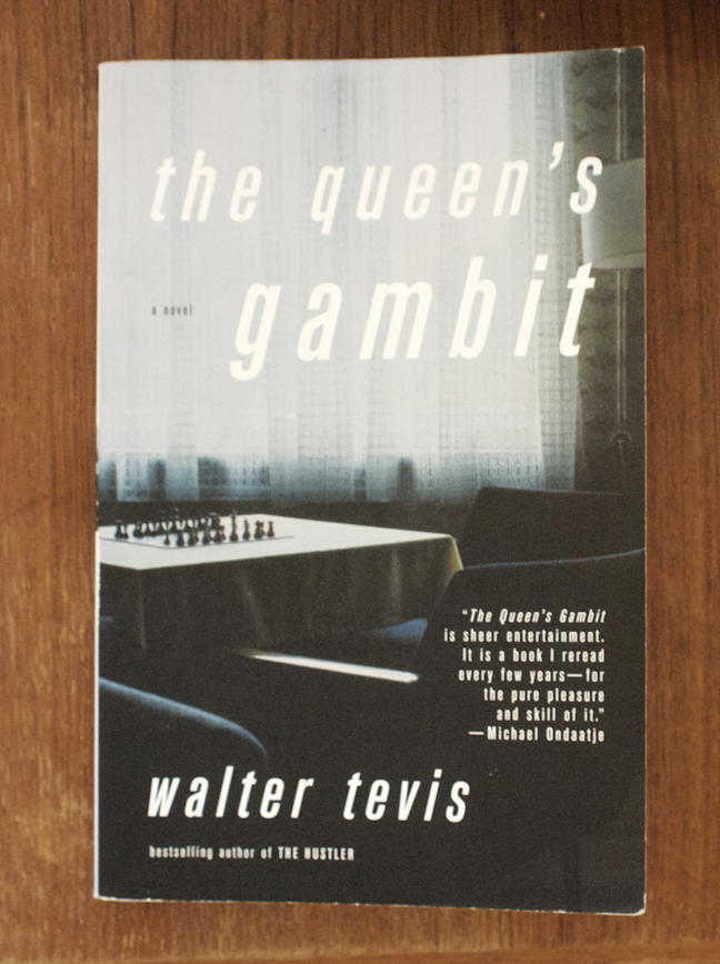 The Queen’s Gambit: Vintage cover from Walter Tevis’s The Queen’s Gambit.; book; chess