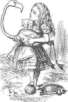 Alice with a flamingo