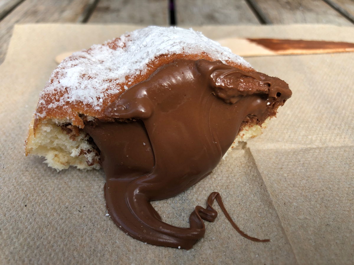 Chocolate pastry: A chocolate-filled pastry from Rosetta Bakery in Miami, Florida.; chocolate; cocoa; bakery; pastries; Miami