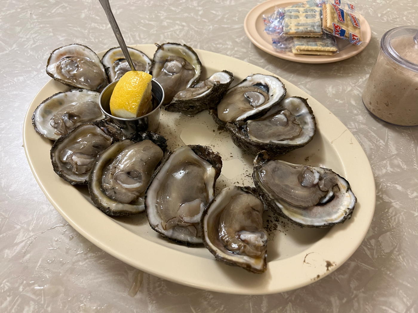 Casamento Oysters: Oysters on the half-shell at Casamento’s in New Orleans.; restaurants; New Orleans; oysters