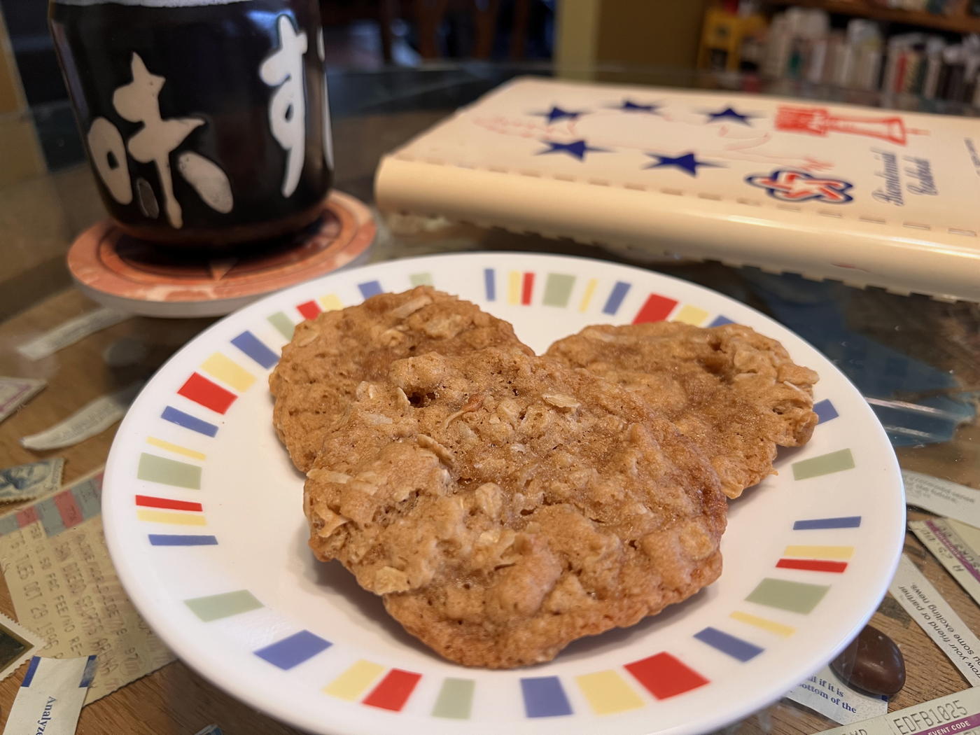 Baked rice krispie cookies: Jan Pintcke’s Rice Krispie Cookies—Baked, from the 1976 Squaws, Incorporated Bicentennial Cookbook.; cookies; cereal; granola