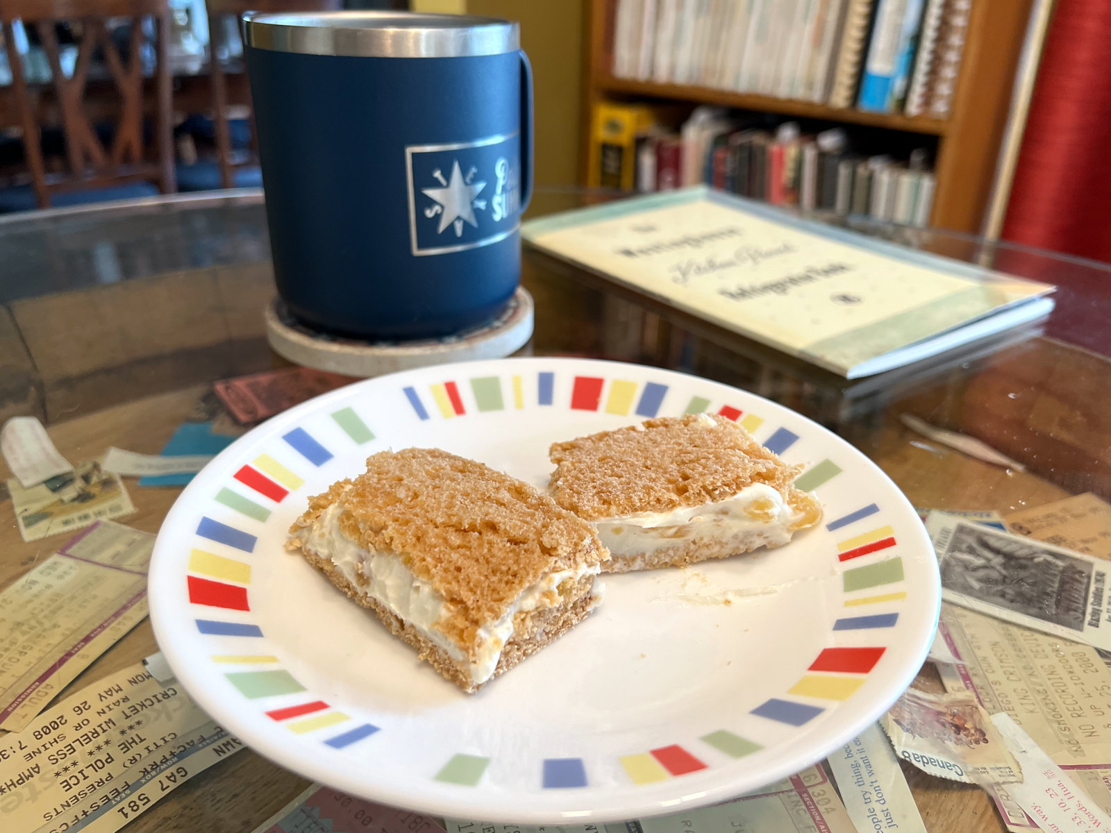 Cream Cheese Ginger Sandwiches: Finger sandwiches, made with cream cheese ginger filling from the 1937 Westinghouse Kitchen-Proved Refrigerator Book, on Grandma’s Dark Bread from the ca. 1972 Crock•Pot Cook Book.; sandwiches; crockpot; slow cooker; ginger; Westinghouse Electric & Manufacturing Co.