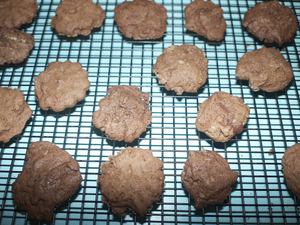 Chocolate cookies: Chocolate cookies laying out to cool.; food; cookies