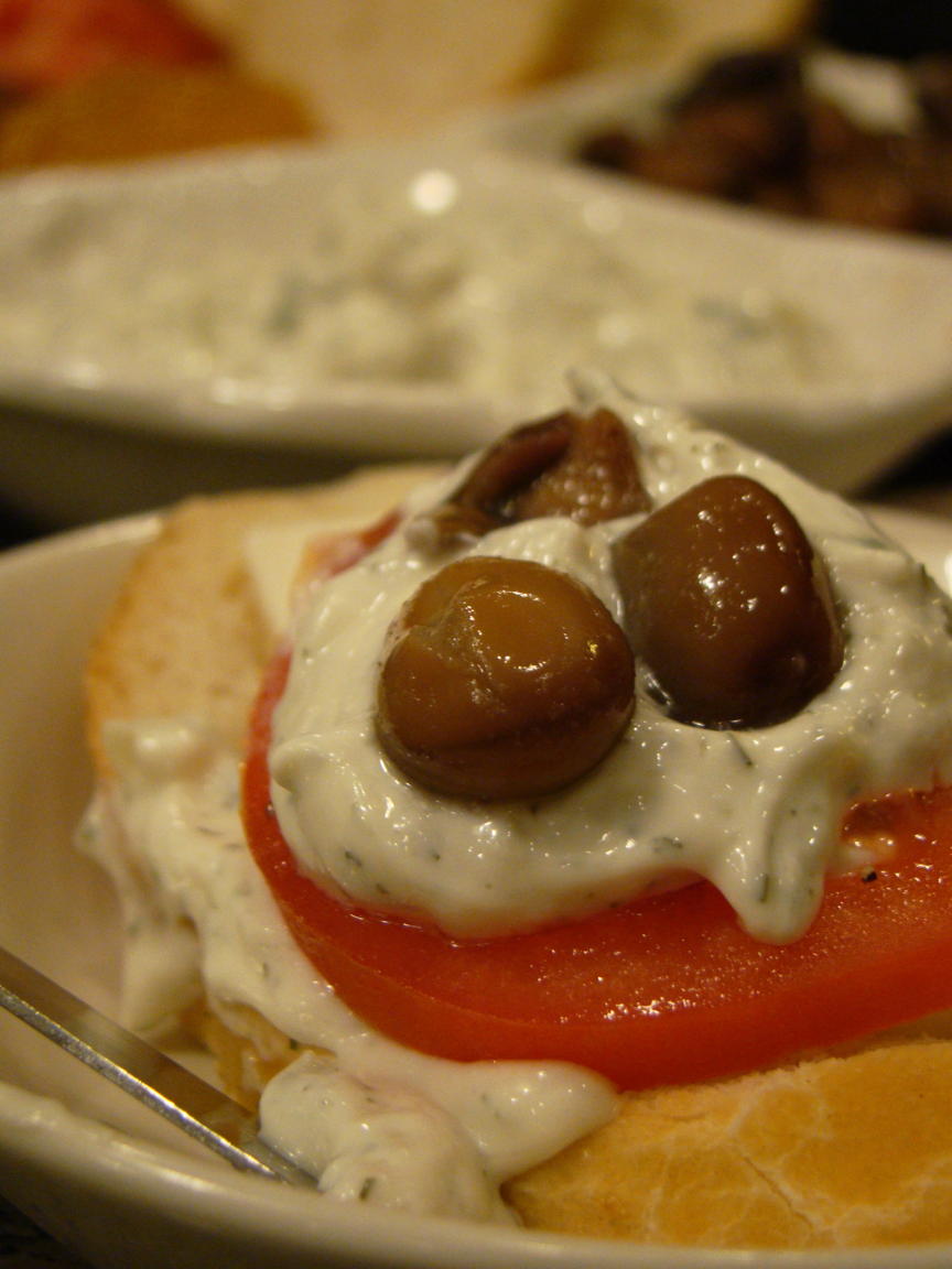 Tomato, cucumber, soygurt, and fava bean Savory Baguette