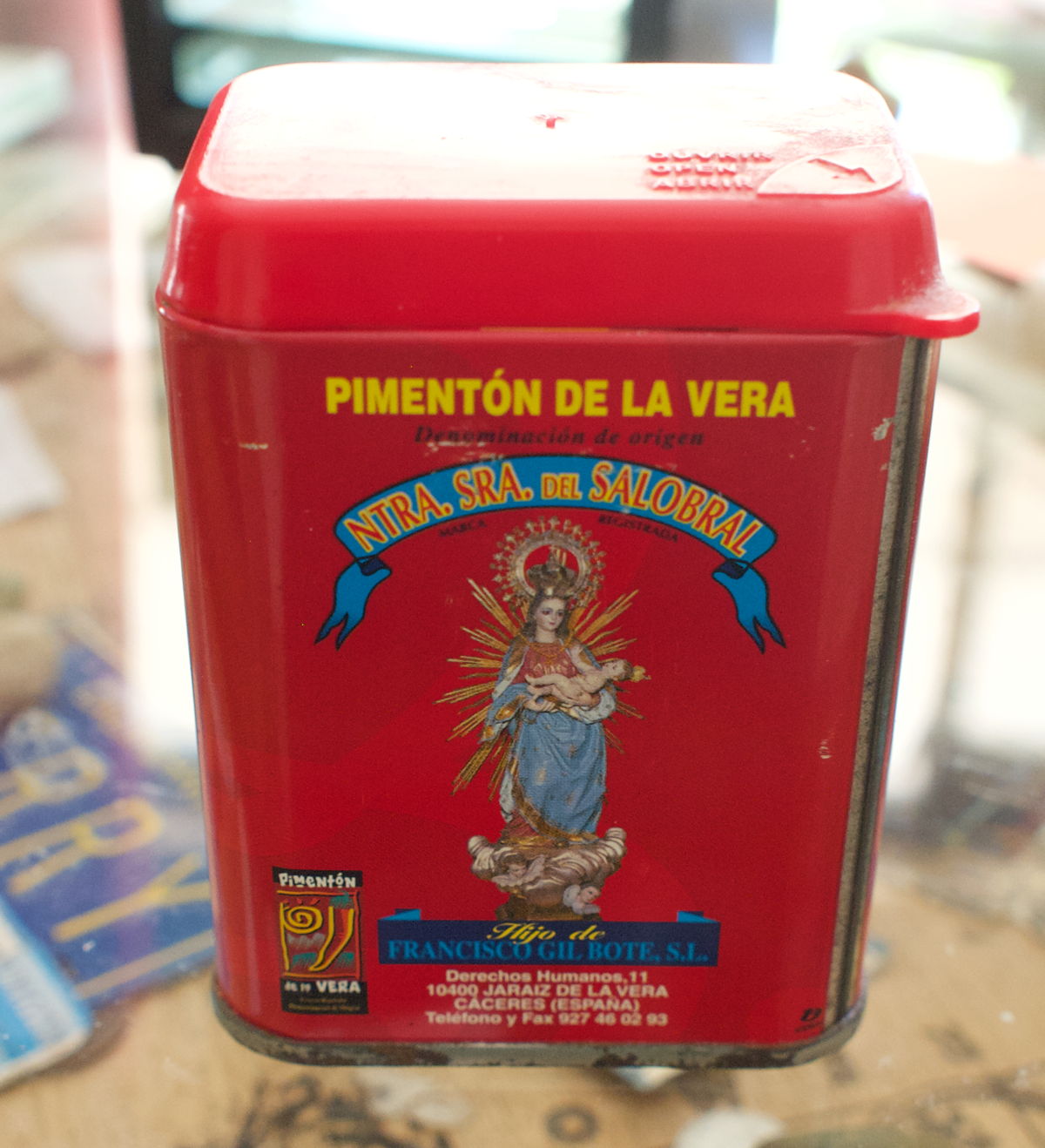 Pimentón de la Vera: A box of Spanish smoked paprika.; Spain; paprika