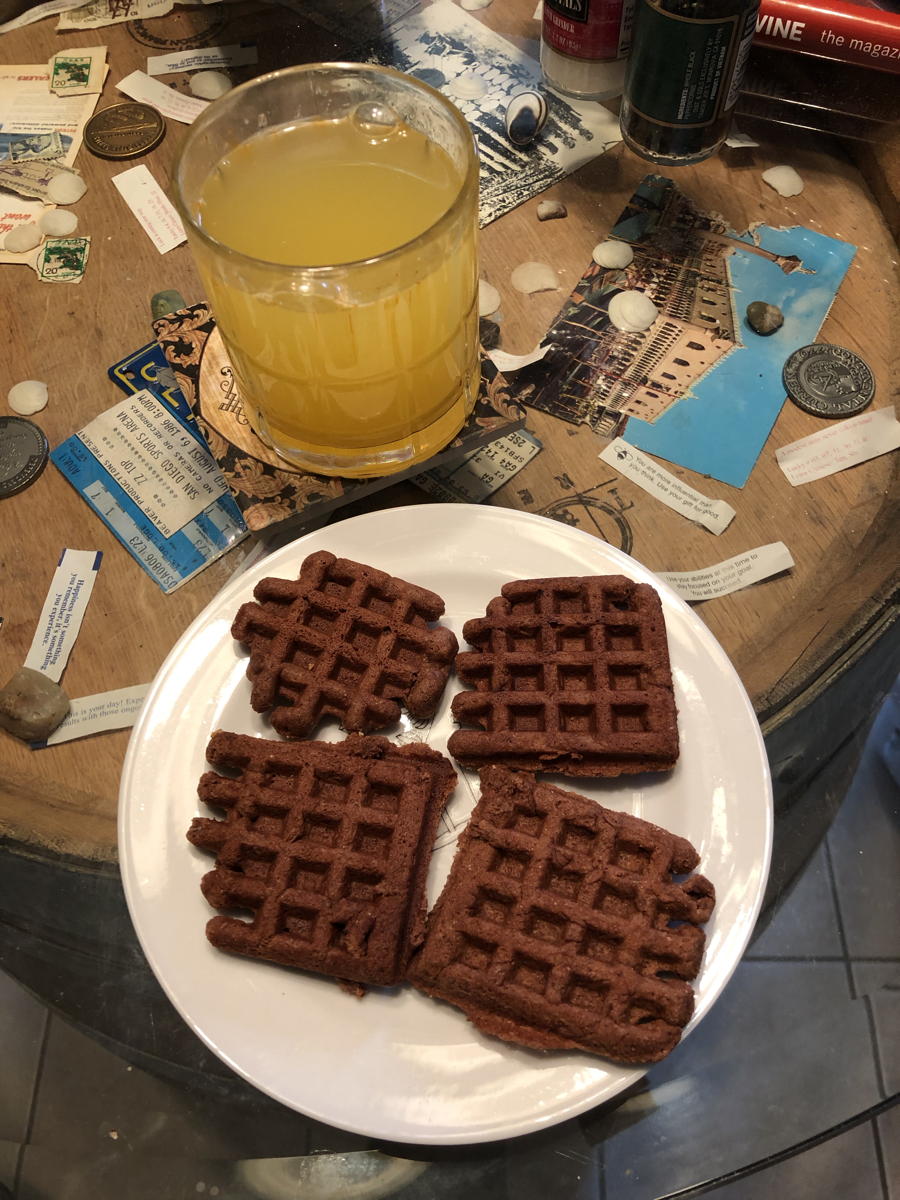 Chocolate waffle cookies: Myra McGinnis’s waffle iron cookies from America’s Bicentennial.; chocolate; cocoa; waffles