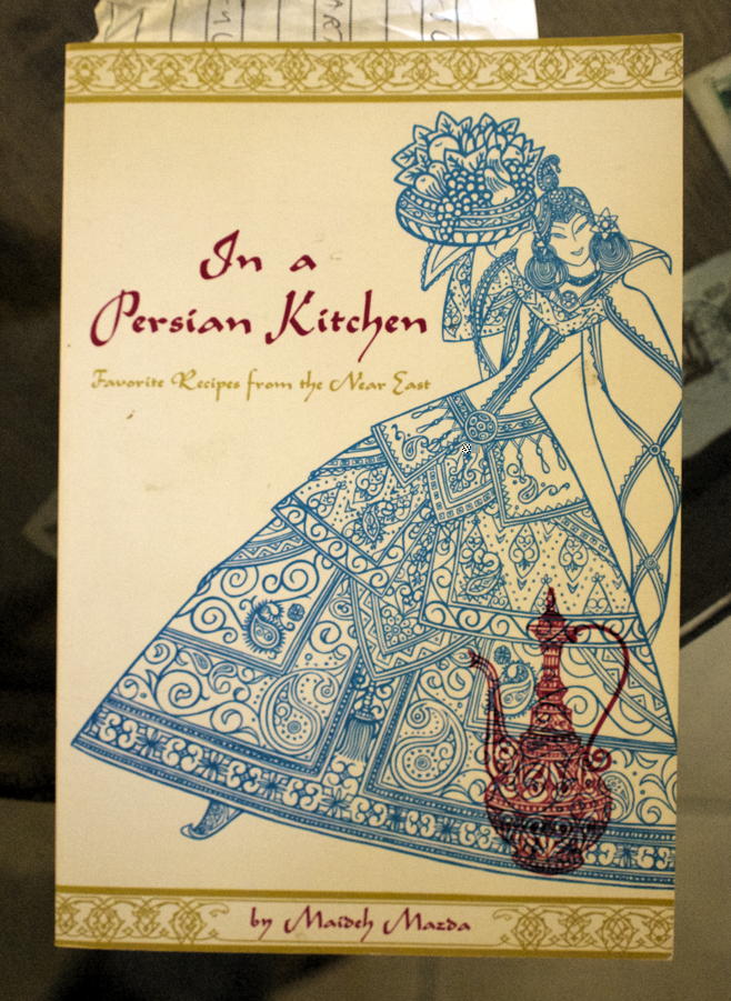 In a Persian Kitchen: Cover for Maiden Mazda’s In a Persian Kitchen cookbook.; cookbooks; Middle-Eastern; Persian