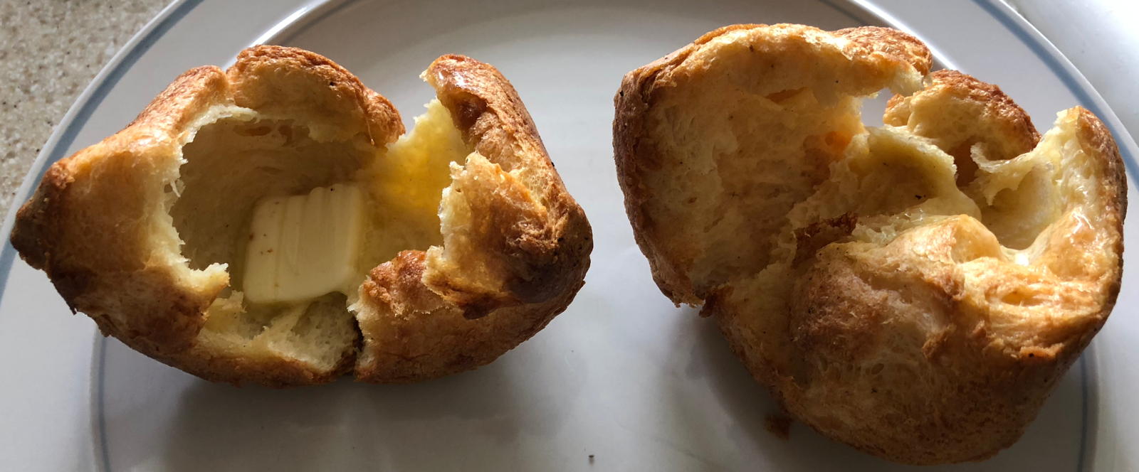 Popovers with butter: Popovers from the Southern Living Holiday Cookbook.; bread; bread machines; breadmakers
