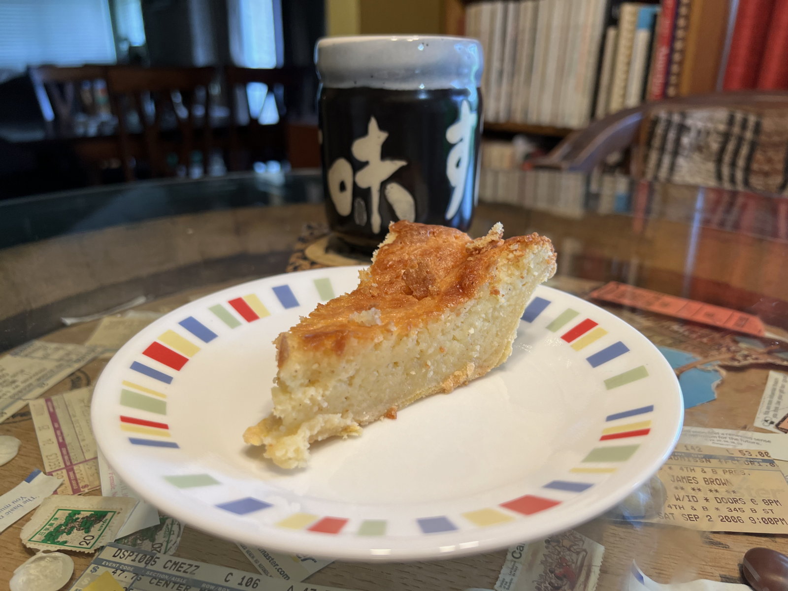 Mashed potato pie slice: A slice of Irish Potato Pie, from the ca. 1877 Horsford Cook-Book.; pie; potatoes; America’s Centennial; 1876; Rumford Chemical Works