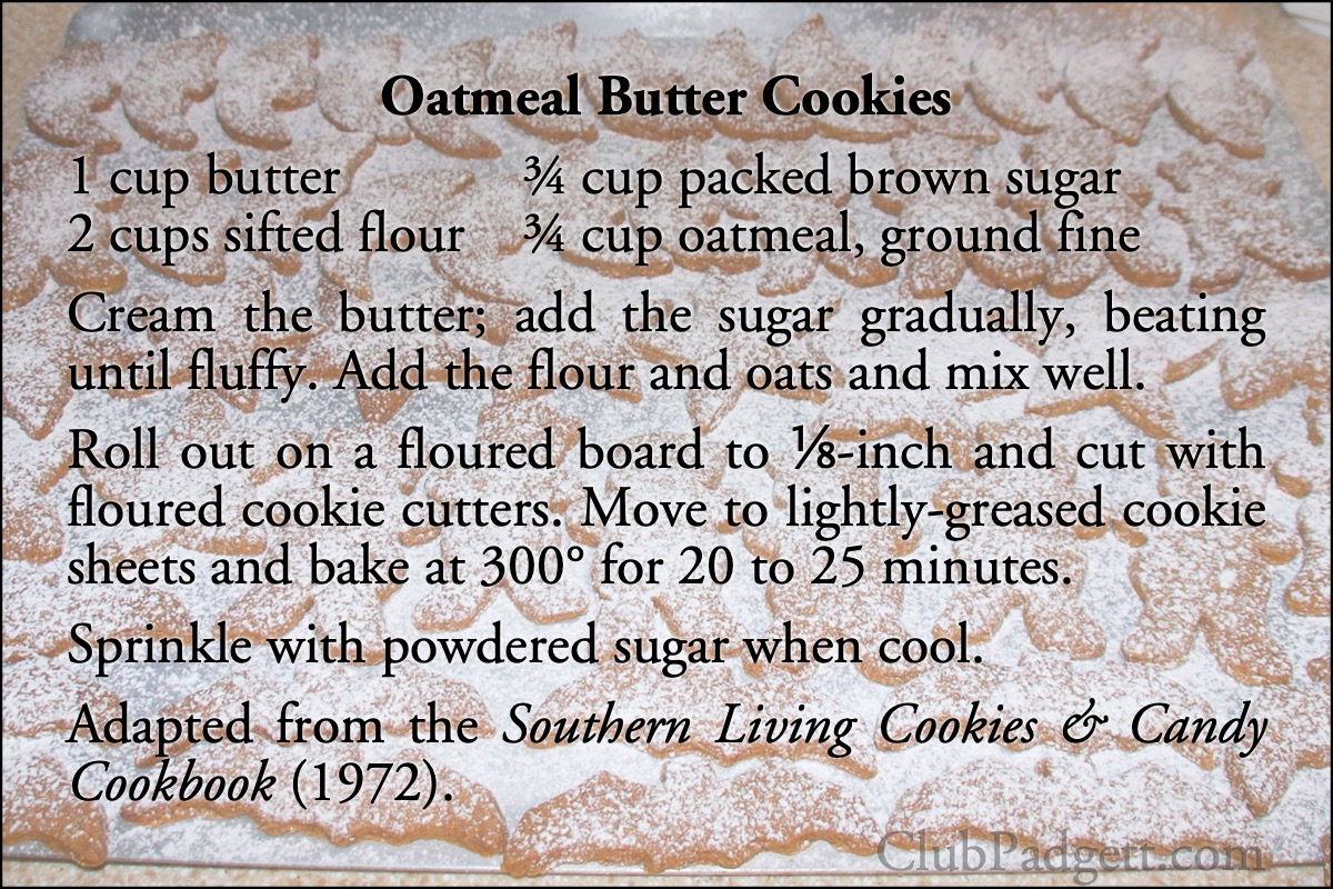 Oatmeal Butter Cookies: Oatmeal-Butter Cookies from the 1972 Southern Living Cookies and Candies Cookbook.; cookies; Southern Living; butter; oatmeal; recipe