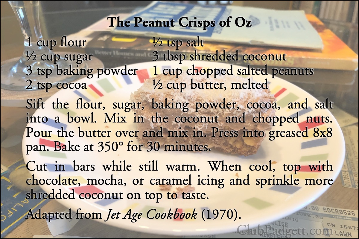 The Peanut Crisps of Oz: Chocolate Peanut Crisps from the Royal Australian Air Force Women’s Association’s Jet Age Cookbook.; Australia; chocolate; cocoa; peanuts; recipe