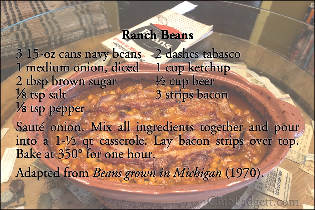 Ranch Beans: Ranch Beans for the Crowd, from the 1970 Beans grown in Michigan.; seventies; 1970s; Michigan; recipe; navy beans