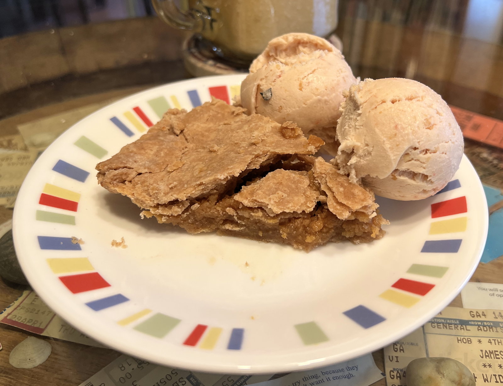 Cider Pie with Peanut Butter Ice Cream: Boiled Cider Pie and Maple Peanut Butter Ice Cream. Two great Vermont recipes that go great together.; maple; pie; ice cream; Vermont; peanut butter; boiled cider