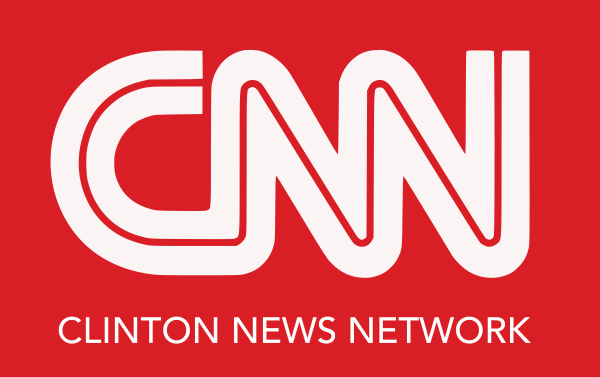 Clinton News Network: CNN logo, with “Clinton News Network” underneath.; CNN; Election 2016