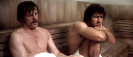 North Dallas Steamroom: Nick Nolte and Mac Davis share their thoughts on live, love, and being almost naked in a hot room with other men.; movies