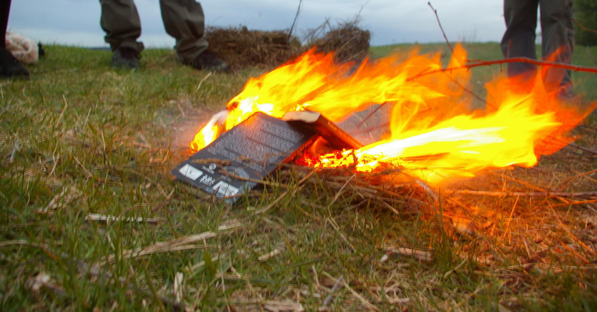 Book burning: “30 April 2007, 19:33 in Stockholm, Sweden.”; fire; book bans