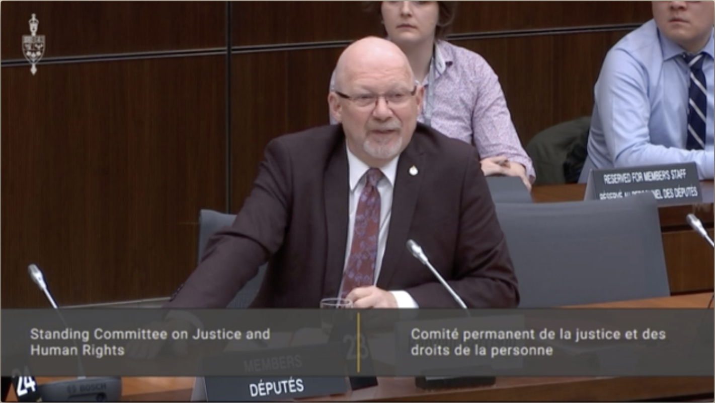 Randall Garrison: Associate Committee Member Randall Garrison at Canadian House of Commons JUST—Standing Committee on Justice and Human Rights Meeting No. 154.; Canada; Randall Garrison