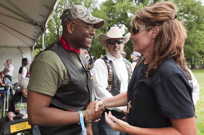 Sarah Palin and Allen West at Rolling Thunder: Sarah Palin and Allen West meet during Rolling Thunder.; Sarah Palin; Allen West