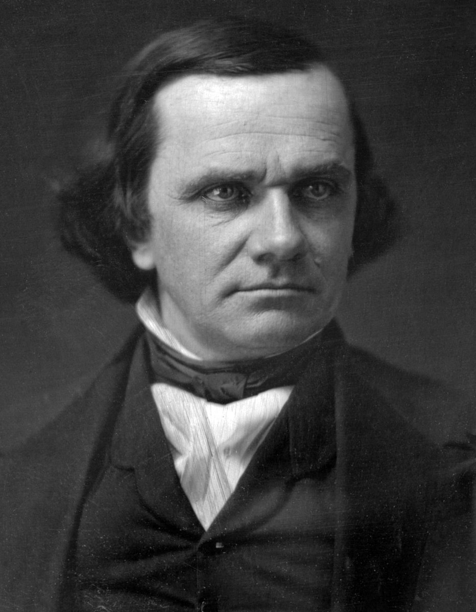 Stephen A. Douglas: Daguerreotype photo of Senator Stephan Arnold Douglas taken by Matthew Brady or Alexander Hesler between 1850 and 1852. Library of Congress reproduction number LC-USZ62-1754.; Stephen A. Douglas