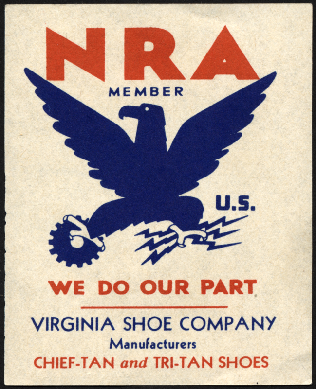 Roosevelt’s Blue Eagle: The symbol of the National Recovery Administration’s Blue Eagle program.; President Franklin Roosevelt; FDR; National Recovery Administration