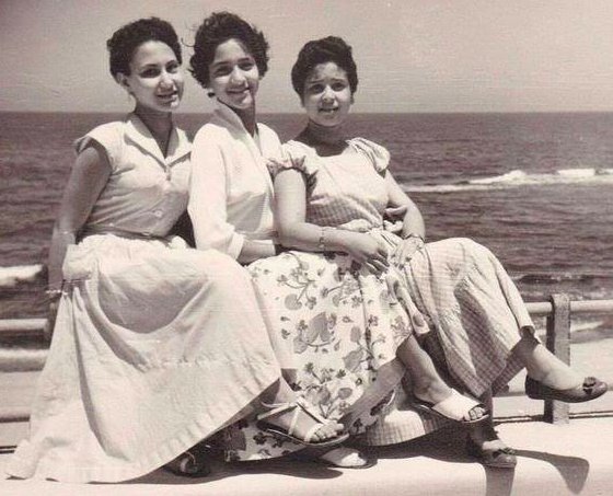 Egyptians at the beach: Egyptian women at the beach near Alexandria.; Egypt