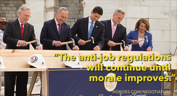 Establishment Morale 2017: Congressional leadership: The anti-job regulations will continue until morale improves.