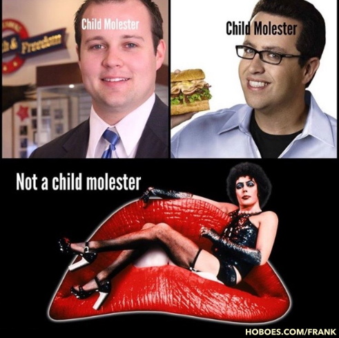 Three child molesters: The left’s idea of transgender, compared to two child molesters.; sex offenders; Rocky Horror Picture Show; child abuse