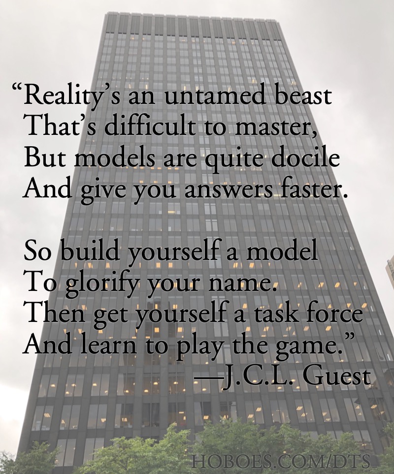 Reality’s an untamed beast: J.C.L. Guest: Reality’s an untamed beast, that’s difficult to master… so get yourself a model, and learn to play the game.; government funding capture; scientific-technological elite; Creative Computing