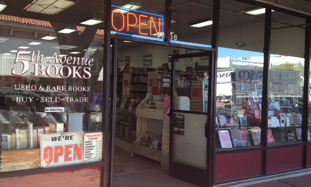 Fifth Avenue Books: Fifth Avenue Books (5th Avenue Books) storefront in Hillcrest, San Diego, California.; San Diego; Hillcrest; bookstores