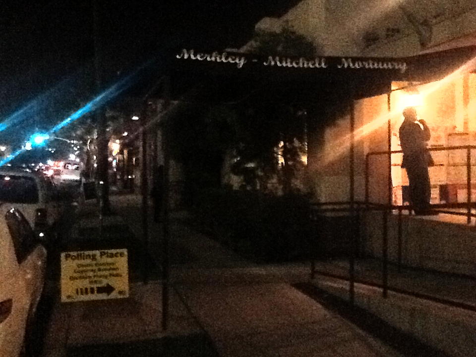 Voting at the Mortuary: One San Diego polling place for 2012 was the Merkley-Mitchell Mortuary.; San Diego; elections