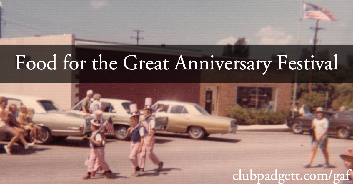 Food for the Great Anniversary Festival sharing image: Food for the Great Anniversary Festival social media sharing image, over a photo from 1976 of three kids dressed as Uncle Sam.; America’s Bicentennial; America’s Sestercentennial; semiquincentennial, bicenquinquagenary; America’s Sestercentennial; semiquincentennial, bicenquinquagenary; recipes