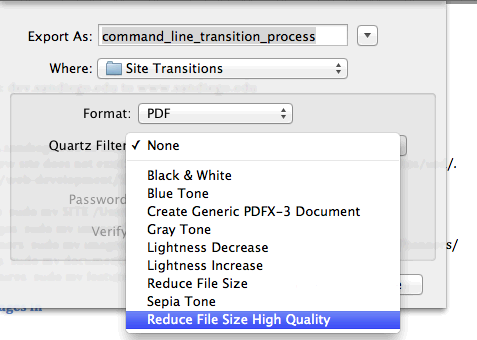 Lion Preview Export: Exporting a PDF using a Quartz filter in Lion.; macOS tricks; Mac OS X tricks; PDF