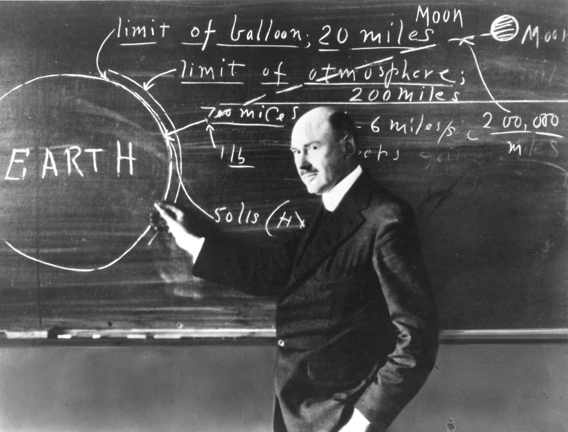 Robert Goddard at Clark University: Dr. Goddard discusses the altitude limits of balloons.; rocket science