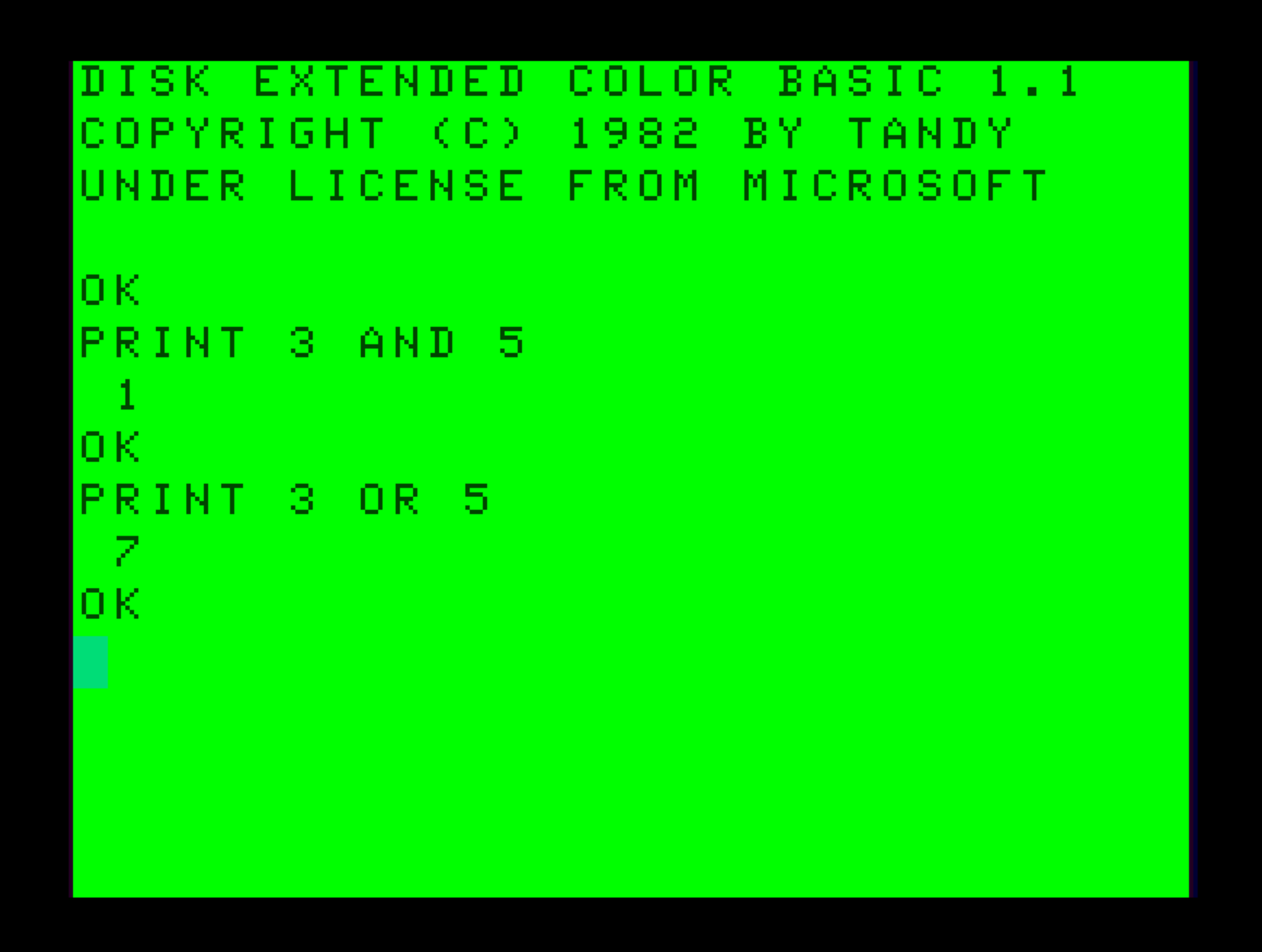 AND and OR on the Color Computer: AND and OR in Extended Color BASIC on the TRS-80 Color Computer.; 8-bit bytes; computer logic
