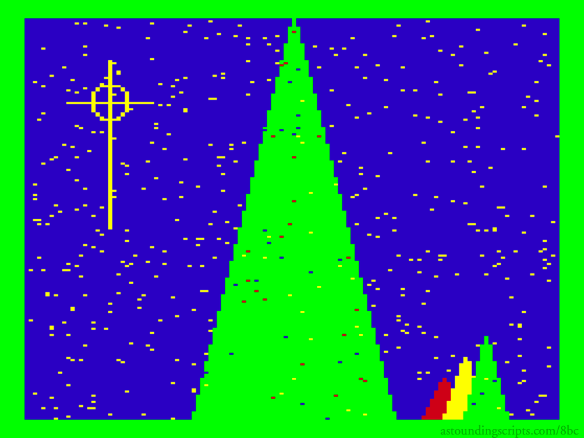 Rogers’s Christmas Tree: From the Rainbow, December 1984, “Holly Jolly Holidays”, a Christmas tree by Robert T. Rogers.; Christmas music; Christmas carols; Color Computer; CoCo, TRS-80 Color Computer; computer history; Christmas tree