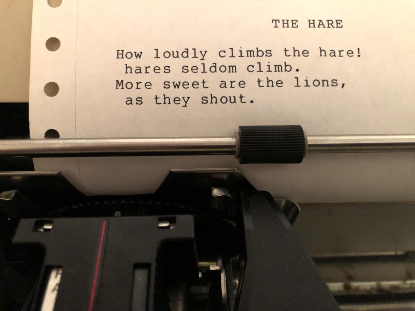 The Hare: Random poetry on a daisywheel printer.; poetry; printers
