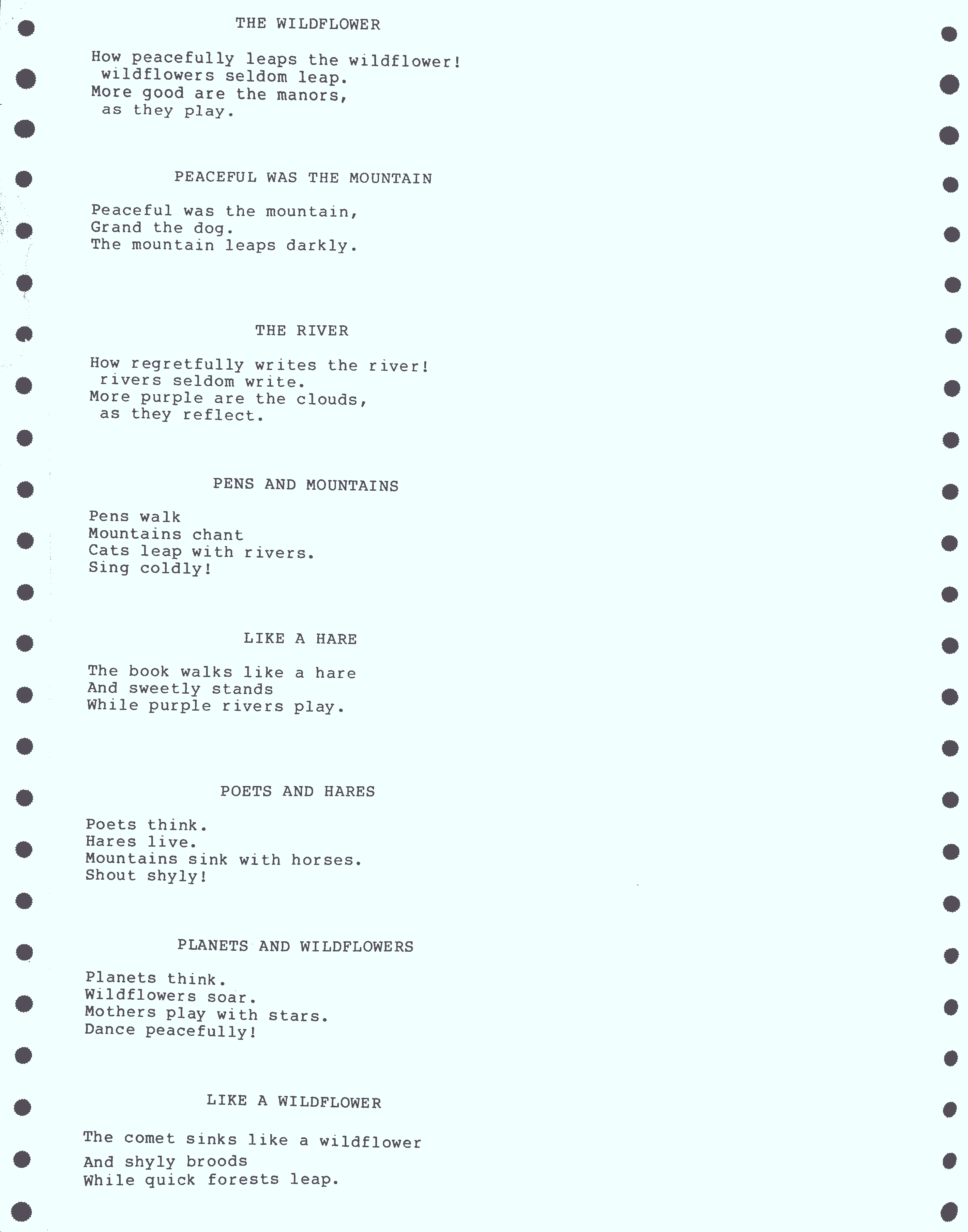 Like a poet: BASIC poetry: A selection of random poems from the TRS-80 Model 100.; poetry; TRS-80 Model 100; daisy wheel printers