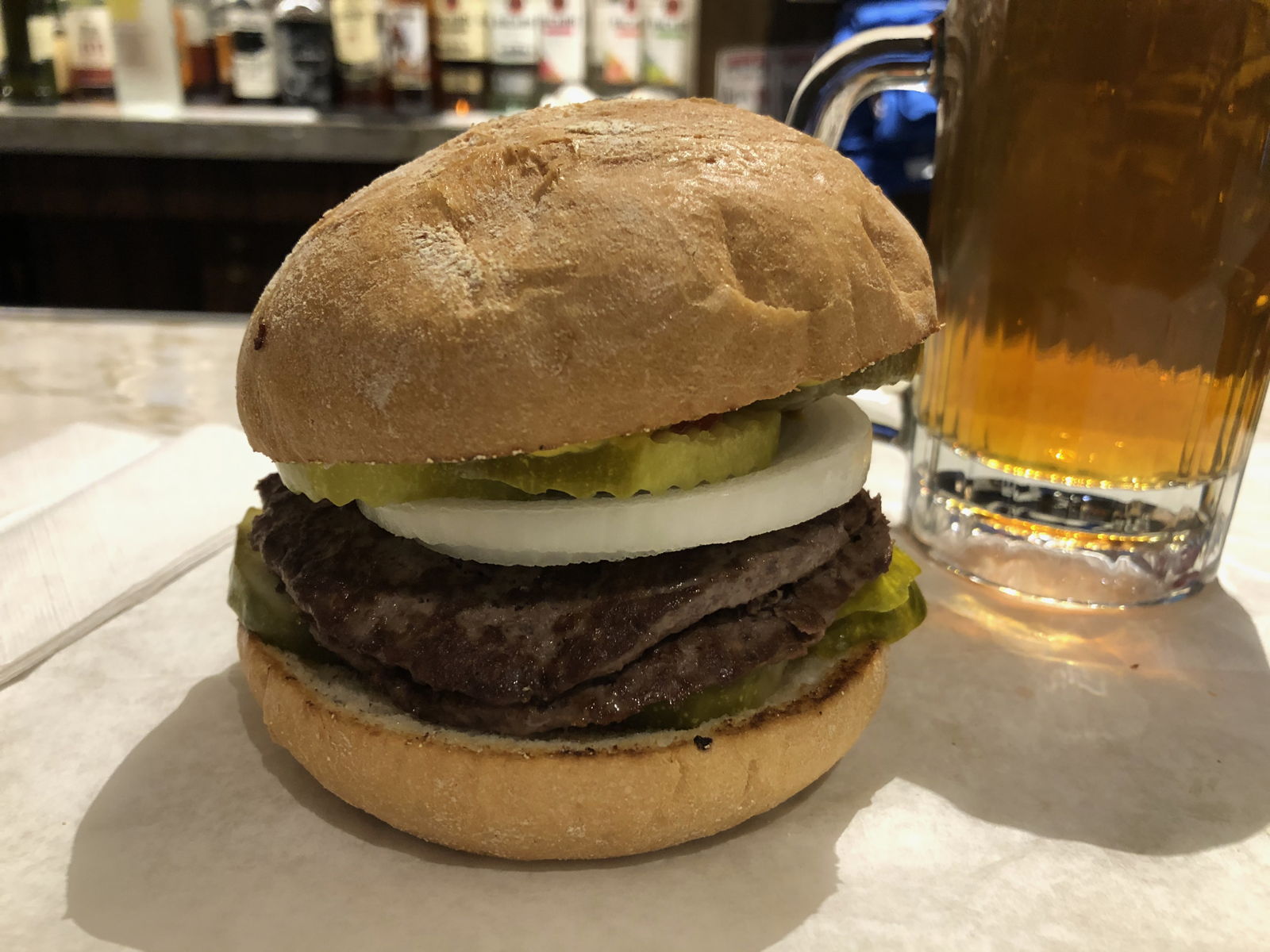 Billy Goat Tavern burger: Handmade burger from the Original Billy Goat in Chicago.; hamburger; Chicago; The Billy Goat Tavern