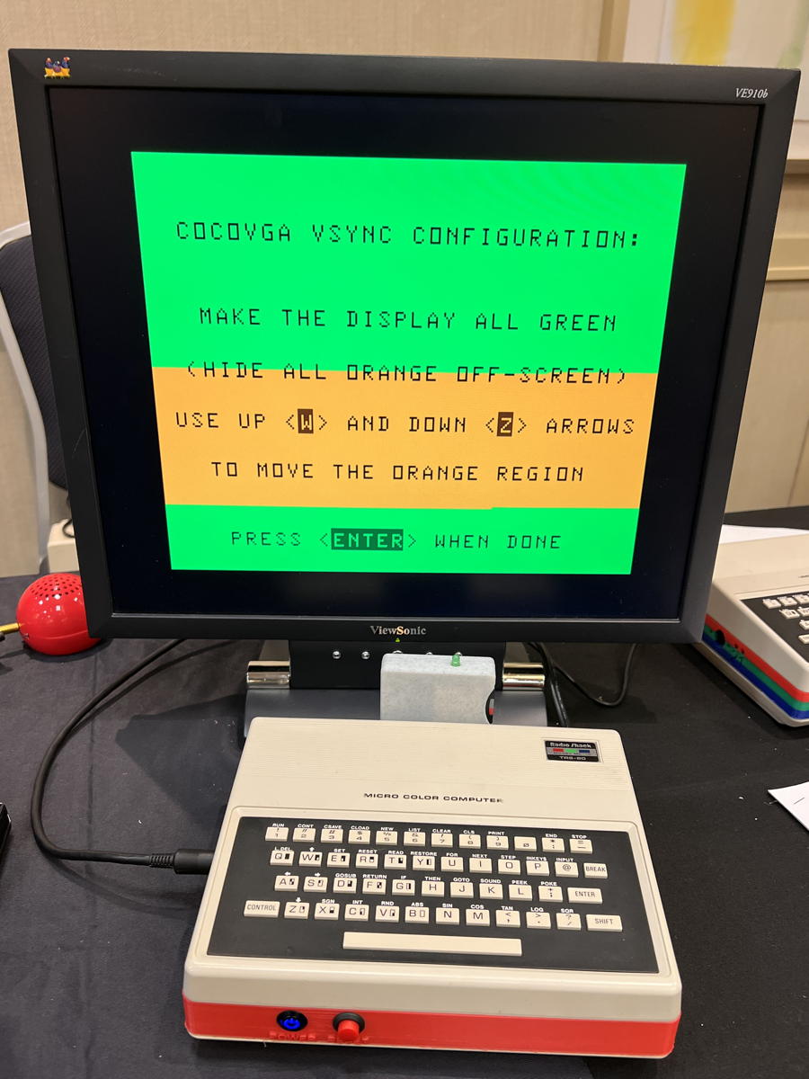 CoCo VGA on an MC-10: CoCo VGA running on an MC-10—sort of. It’s up to the user to sync the display.; CoCoFest; TRS-80 MC-10; Color Computer MC-10