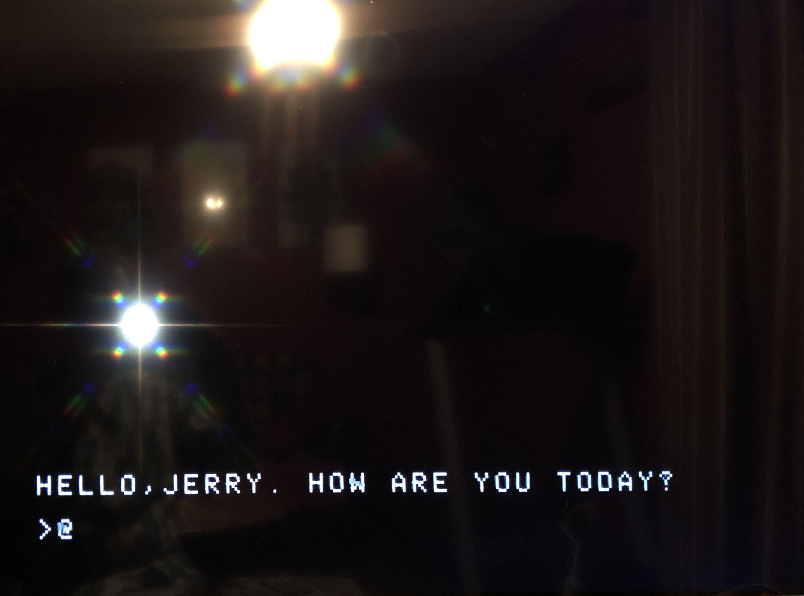 Replica 1: How are you today?: Apple 1 Integer BASIC imitates HAL. “Hello, Jerry. How are you today?”; Replica 1
