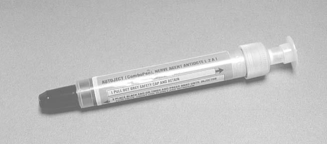 Combopen: “Military automatic intramuscular injection device containing nerve agent antidotes.”; medicine; military