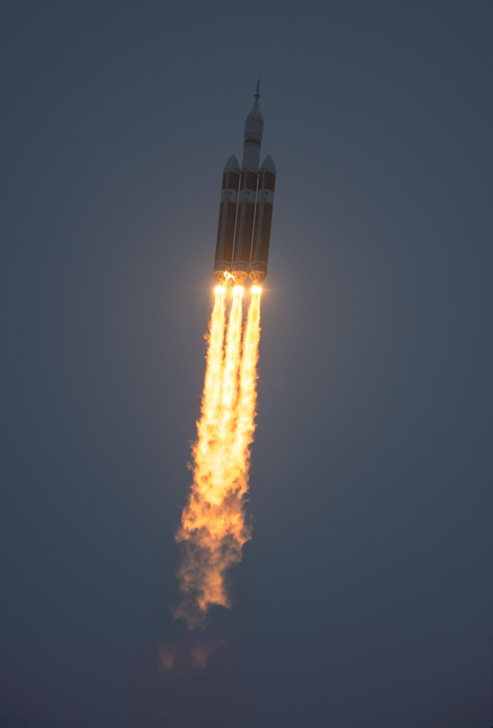 Orion test flight: “Liftoff! The United Launch Alliance Delta IV Heavy rocket carrying NASA&#39;s Orion spacecraft thunders away from Space Launch Complex 37. Image Credit: NASA/Bill Ingalls”; space flight; Orion spacecraft; space launch