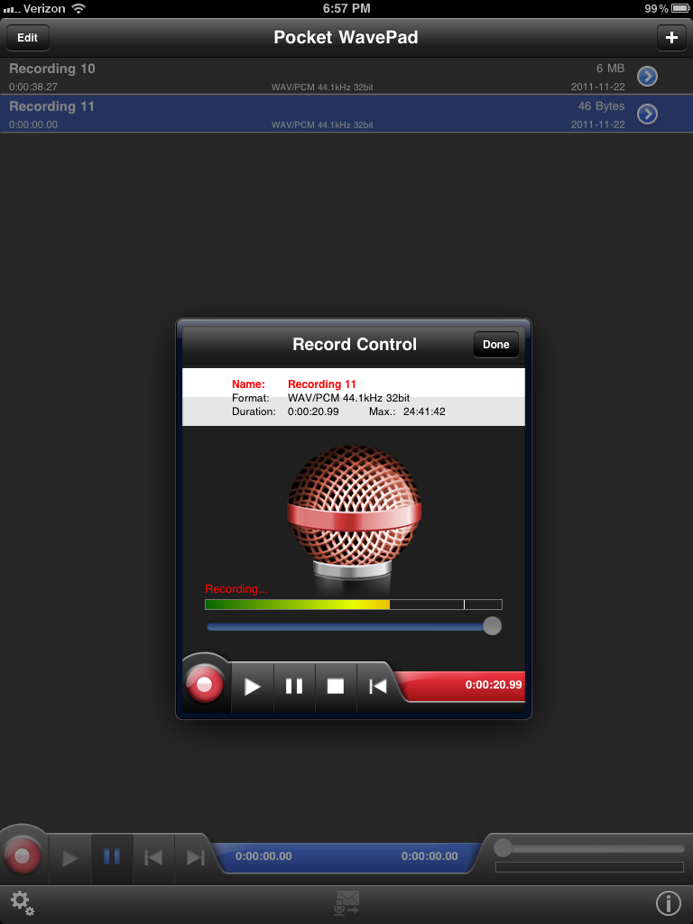 image for iPad audio blogging answer: Pocket Wavepad HD